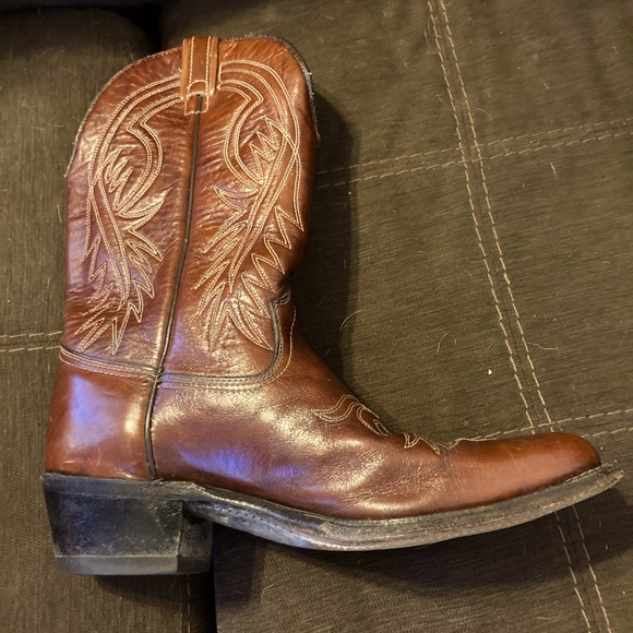 Other - MENS WESTERN LEATHER BOOTS / BROWN W/WHITE STITCHING - SZ 10D